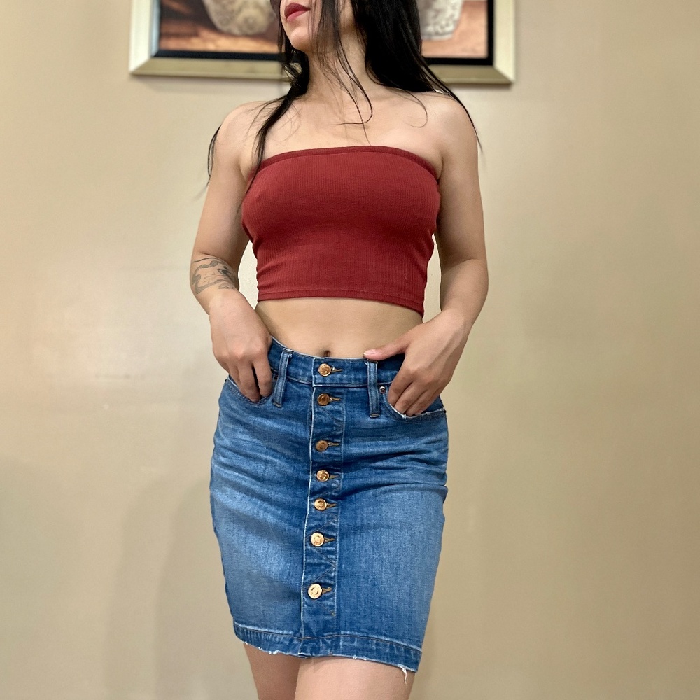 J Crew Trade Mark Denim Mid Skirt